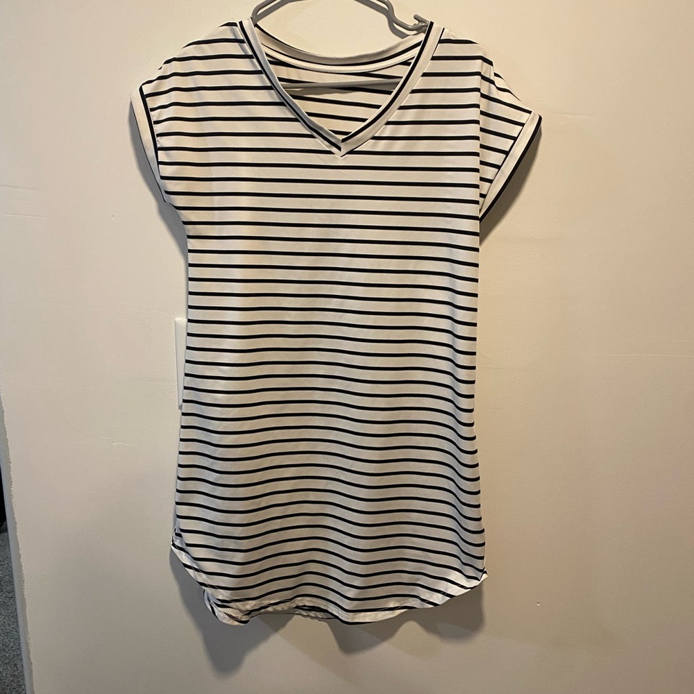 Striped Black and White V-Neck dress